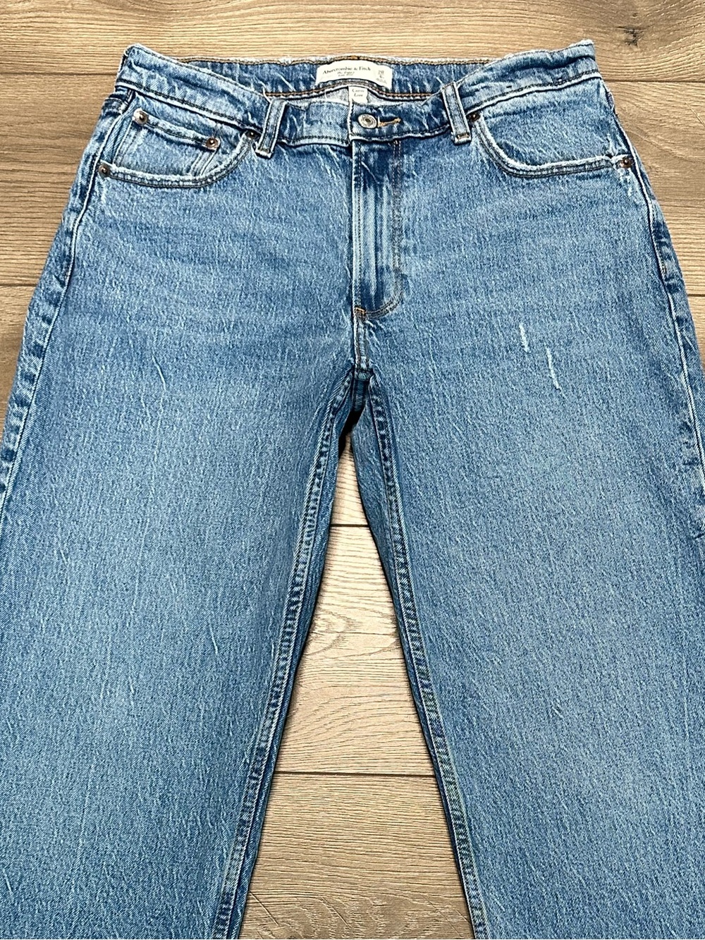 Abercrombie & Fitch The Baggy Low Rise Curve Love Stretch Blue Jeans Size 28 - Picture 2 of 11